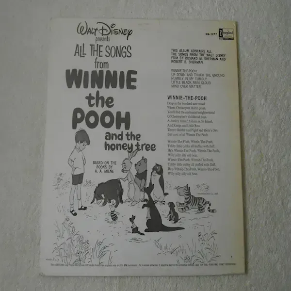 Walt Disney - Winnie The Pooh And The Honey Tree LP Vinyl Record For Sale
