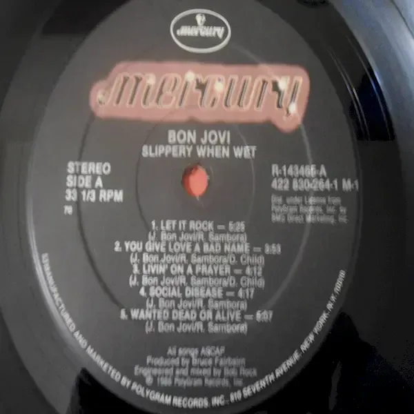 Bon Jovi - Slippery When Wet Vinyl LP Record For Sale