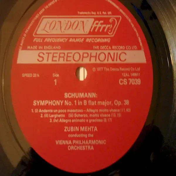 Zubin Mehta - Schumann Symphonies 1 and 4 LP Vinyl Record For Sale
