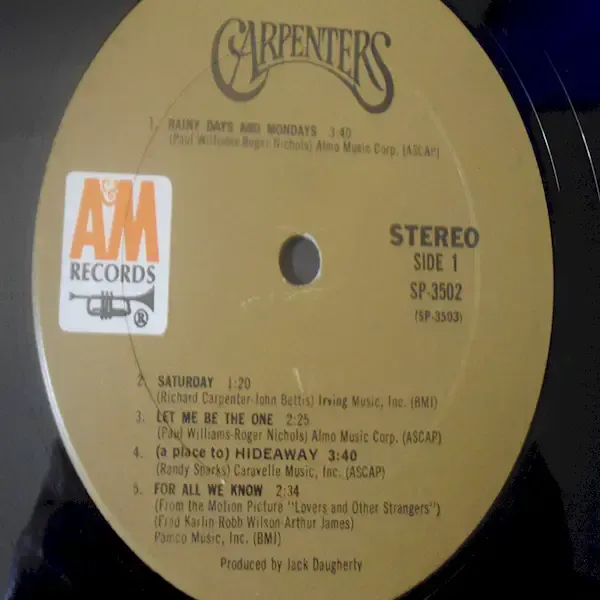 Carpenters - Self Titled LP Vinyl Record For Sale