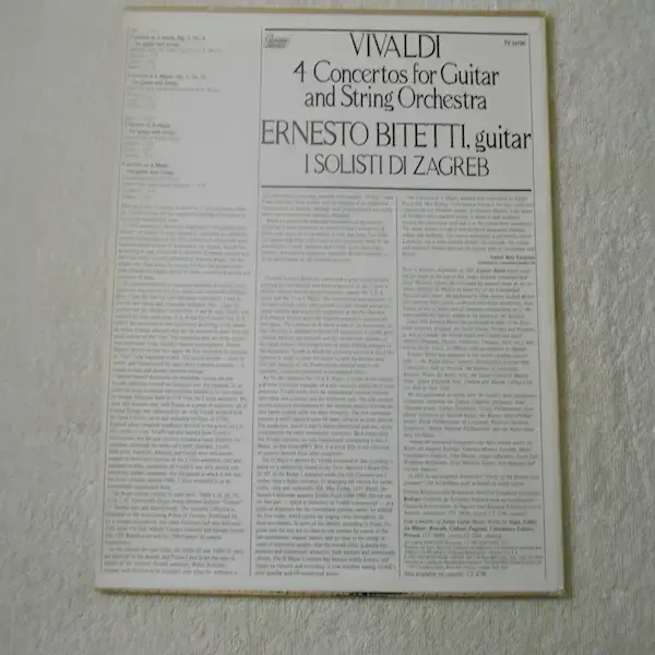 Vivaldi - 4 Concertos For Guitar And String Orchestra Vinyl LP For Sale