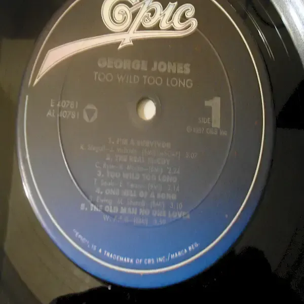 George Jones - Too Wild Too Long LP Vinyl Record For Sale