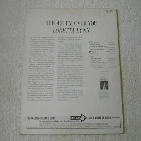 Loretta Lynn - Before I'm Over You Vinyl LP Record For Sale