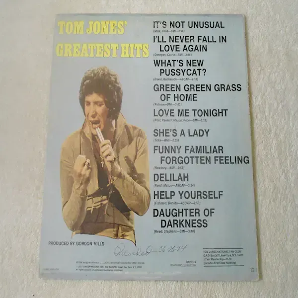 Tom Jones - Greatest Hits LP Vinyl Record For Sale