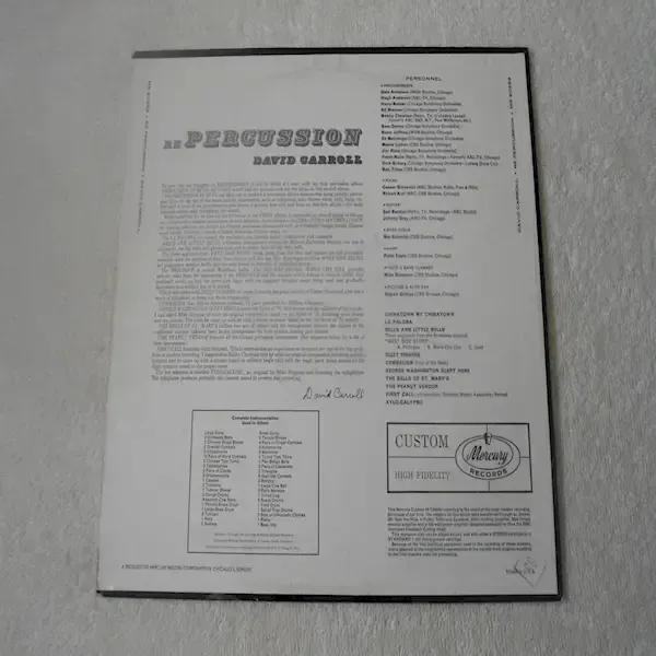 David Carroll - re PERCUSSION Vinyl LP Record For Sale