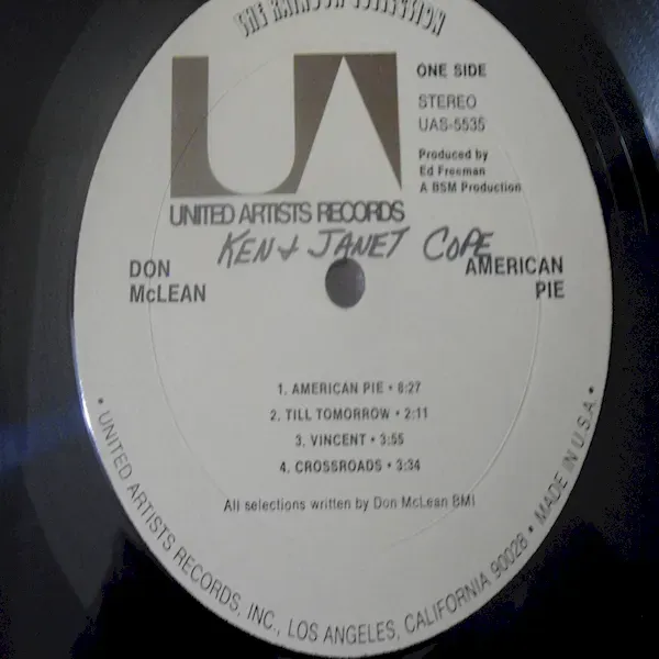 Don Mclean - American Pie Vinyl LP Record For Sale