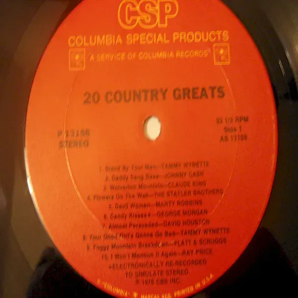 20 Country Greats - Traditional Country Compilation LP Vinyl Record For Sale