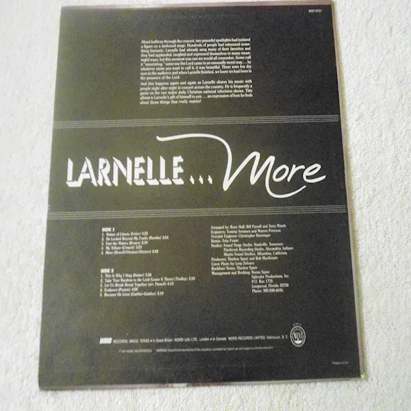 Larnell Harris - More LP Vinyl Record For Sale