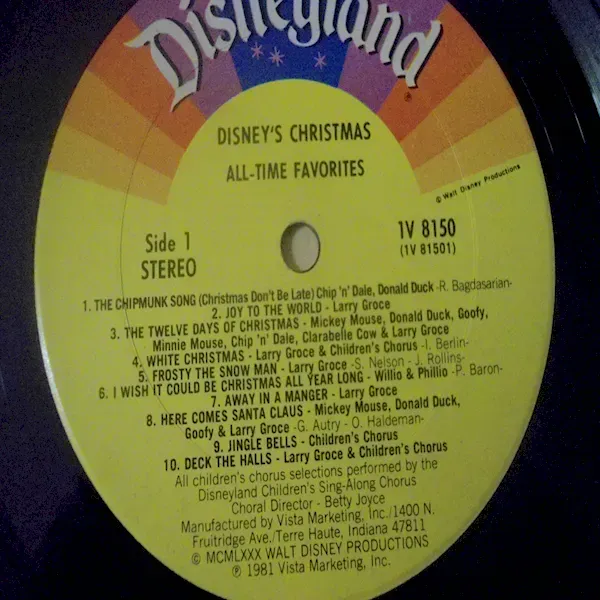 Disney's Christmas All-Time Favorites LP Vinyl Record For Sale