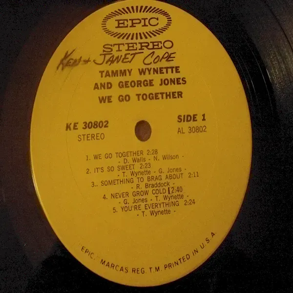 Tammy Wynette And George Jones - We Go Together LP Vinyl Record For Sale